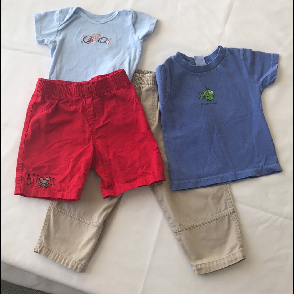 24 Mos-Disney shorts, Rabbit T, tan pants, onesie